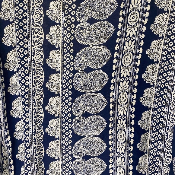 Free People Blue Paisley Short Sleeve Open Kimono Size Small Boho Lightweight - Picture 10 of 13